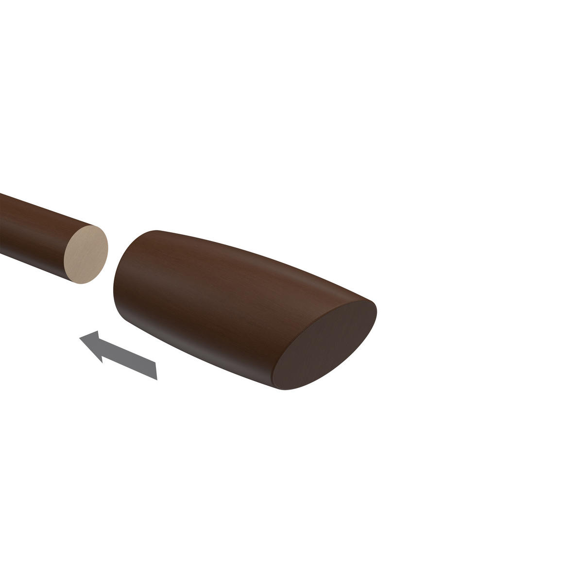 ENDSTÜCKE FÜR GARDINENSTANGEN 20 mm Ø, Etta Nussbaum, Packung 2 Stück - Nussbaumfarben, Holz (7/3/3cm) - INTERDECO