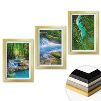 WANDBILDER 3er Set - 20x30 cm Goldrahmen - Grüne Wälder, kristallklares Wasser - Goldfarben, Kunststoff (20/30cm) - ArtPrintCave