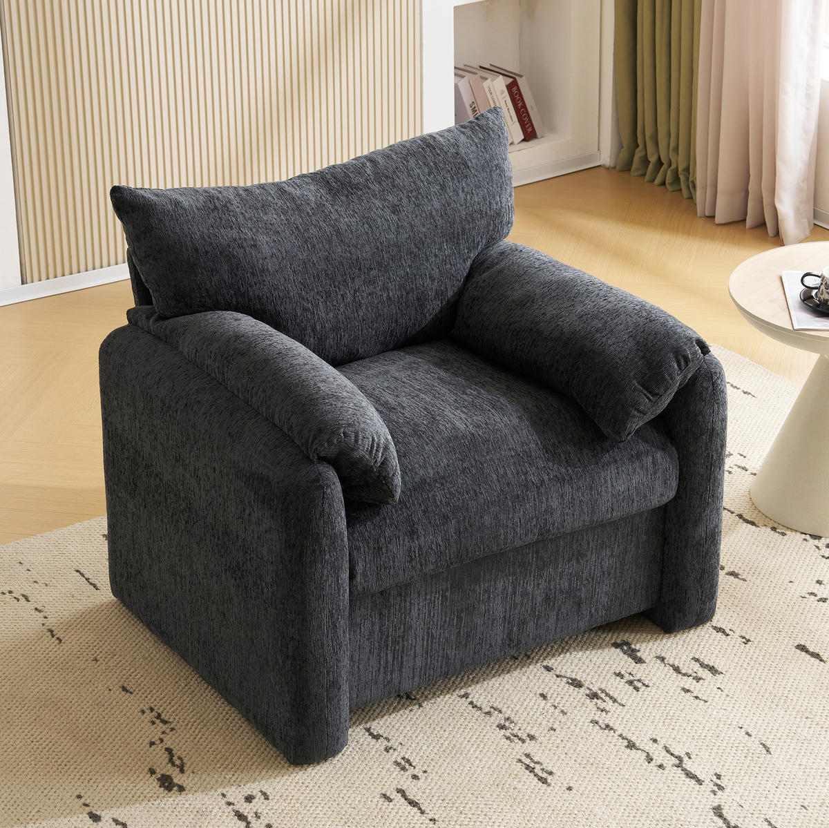 SESSEL mit Chenille-Bezug 96 x 82 x 84 cm Grau - Grau, Holzwerkstoff (82/84/96cm) - Meubliv