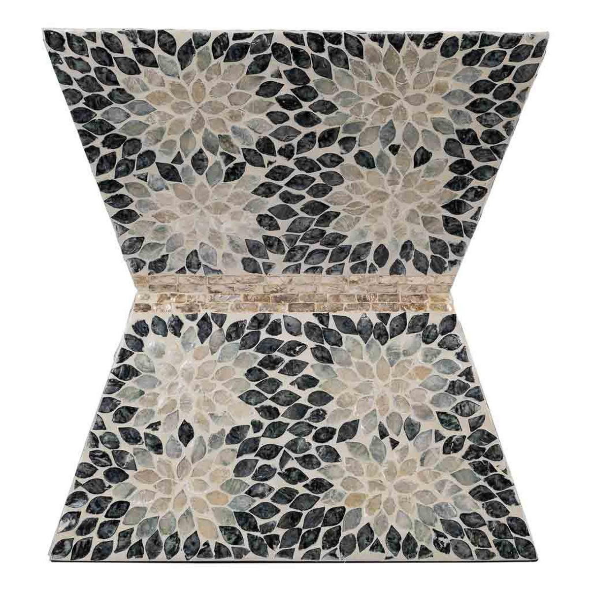 HOCKER aus Holz und Capiz, grau, 46x48cm - Grau, Holz (46/48/45cm) - Wanderlust