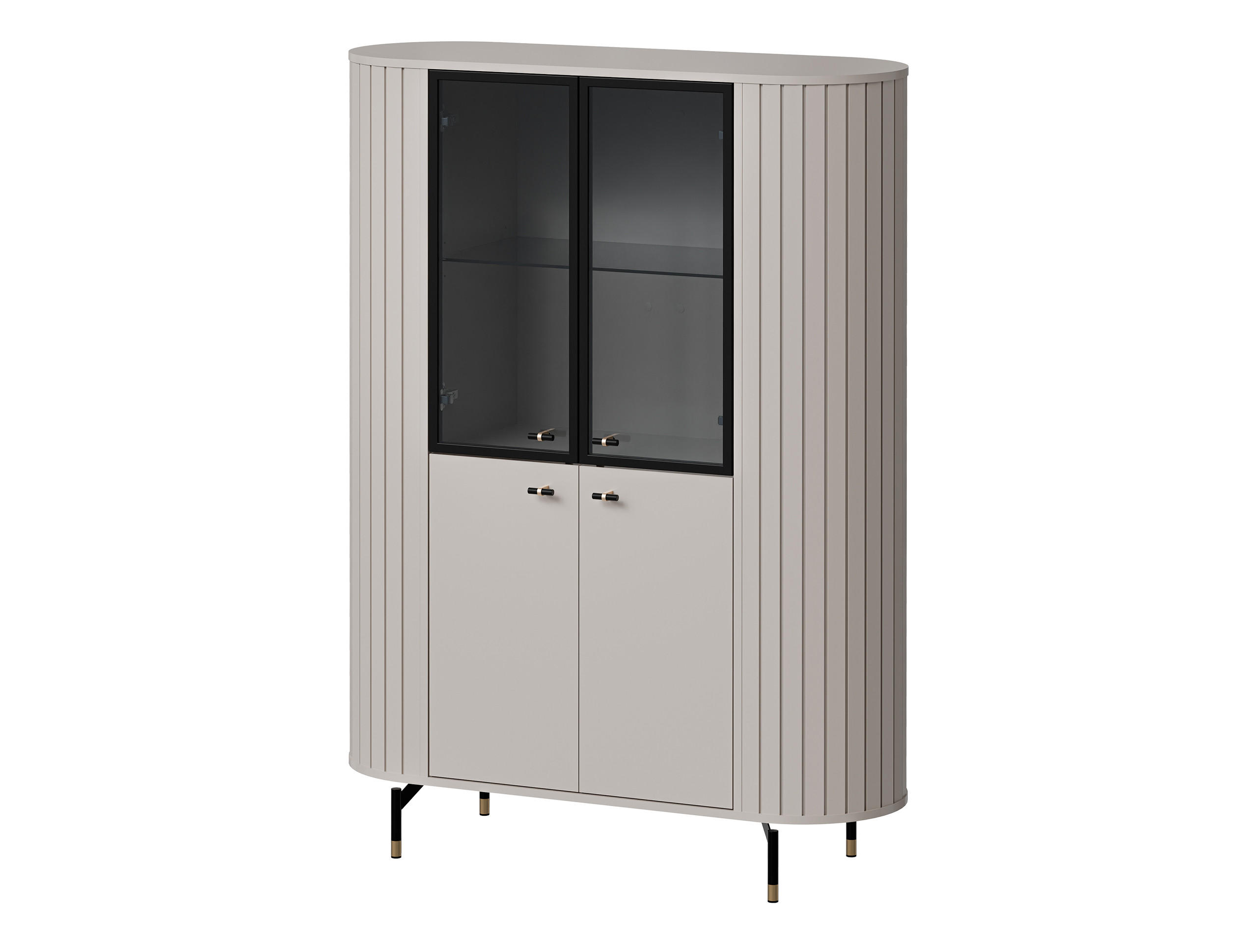 VITRINE Zante 2D2W 01 - Kaschmir/Goldfarben, Holzwerkstoff/Metall (113/155/40cm) - MIRJAN24