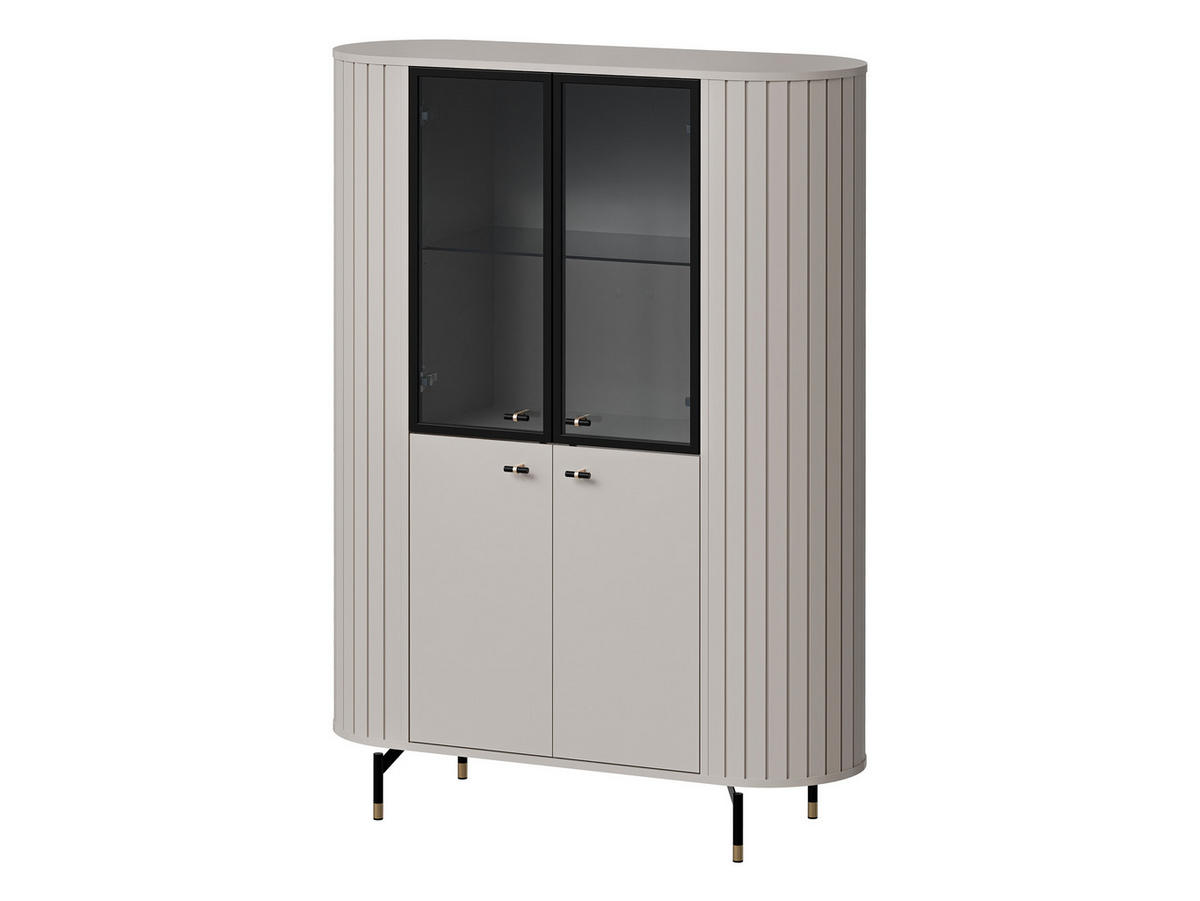 VITRINE Zante 2D2W 01 - Kaschmir/Goldfarben, Holzwerkstoff/Metall (113/155/40cm) - MIRJAN24