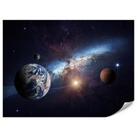 FOTOTAPETA Pre Detskú Izbu Planéty Galaxia Kozmos Hmlovina 500 x 350 cm - biela/fialová, papier (500/350cm) - Muralo