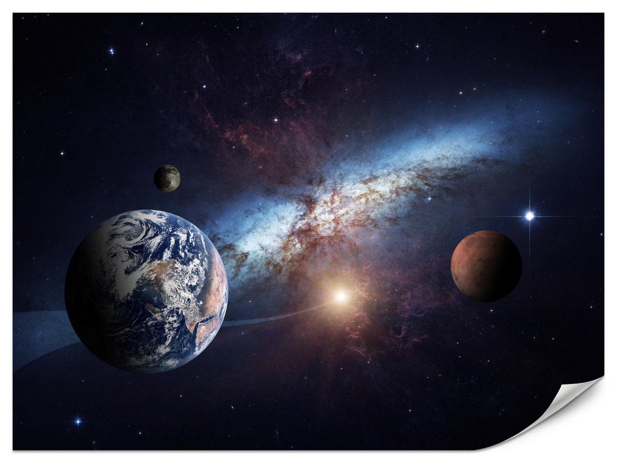 FOTOTAPETA Pre Detskú Izbu Planéty Galaxia Kozmos Hmlovina 500 x 350 cm - biela/fialová, papier (500/350cm) - Muralo