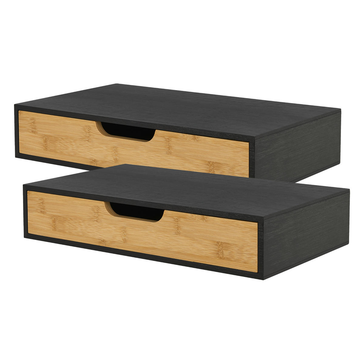 WANDREGAL-SET 2 TLG. Bokn - Schwarz, Holz (40/8/24cm) - [en.casa]