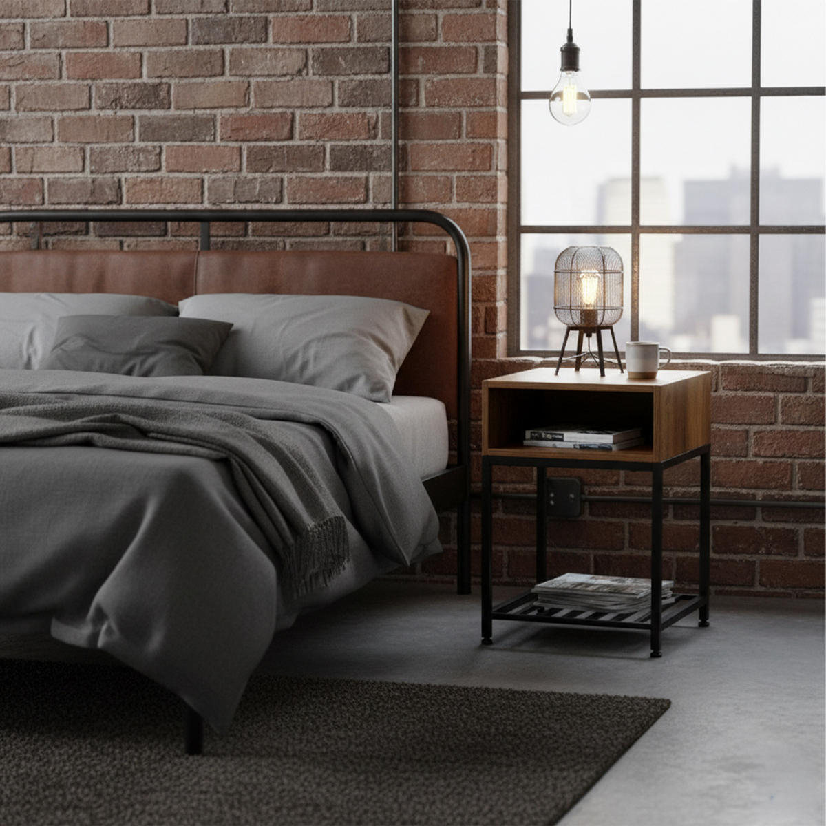 NACHTTISCH - Dunkelbraun, Holzwerkstoff/Metall (40/40/58cm) - Relaxdays