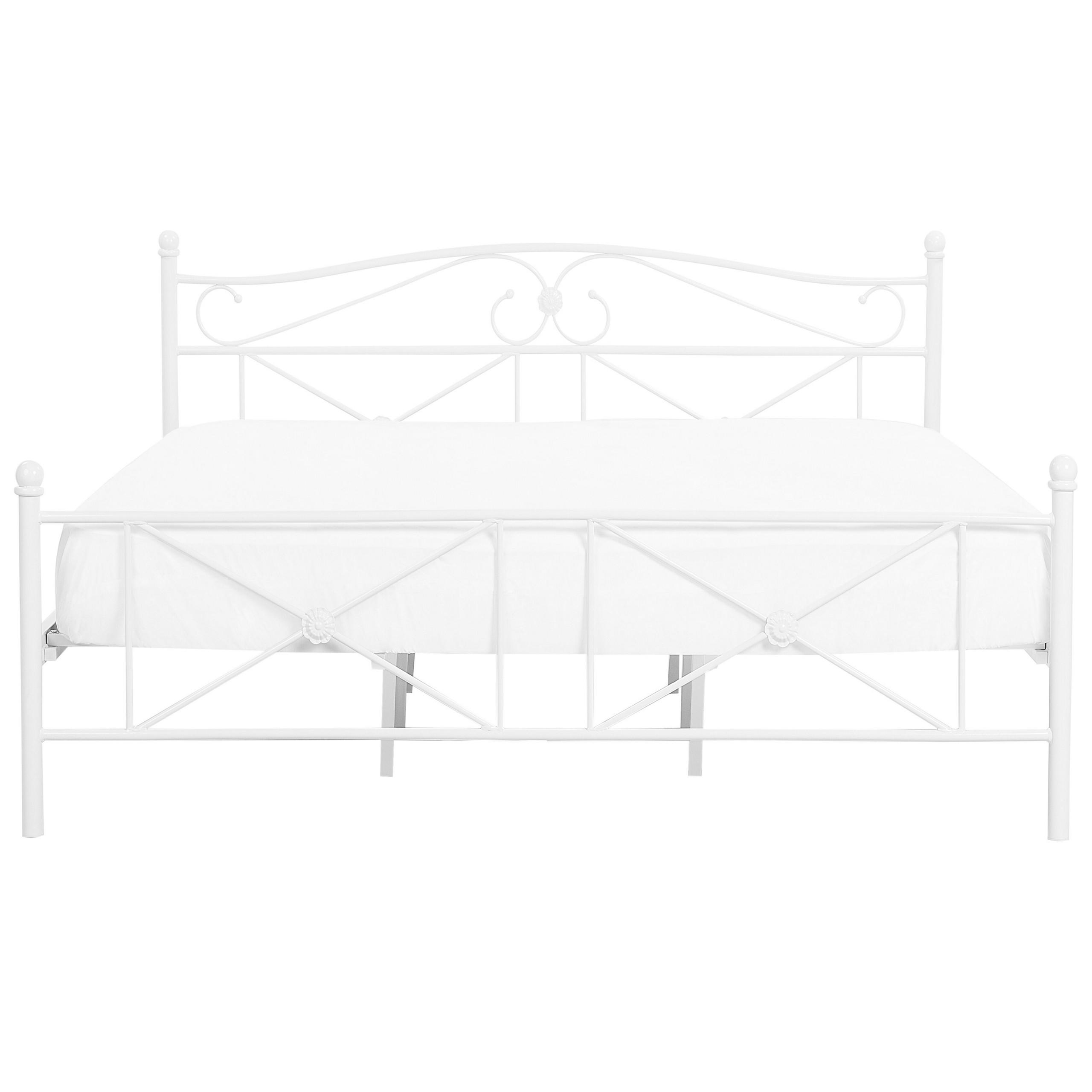 BETT mit Lattenrost 140x200 cm Weiß Rodez - Weiß, Metall (140/200cm) - Beliani