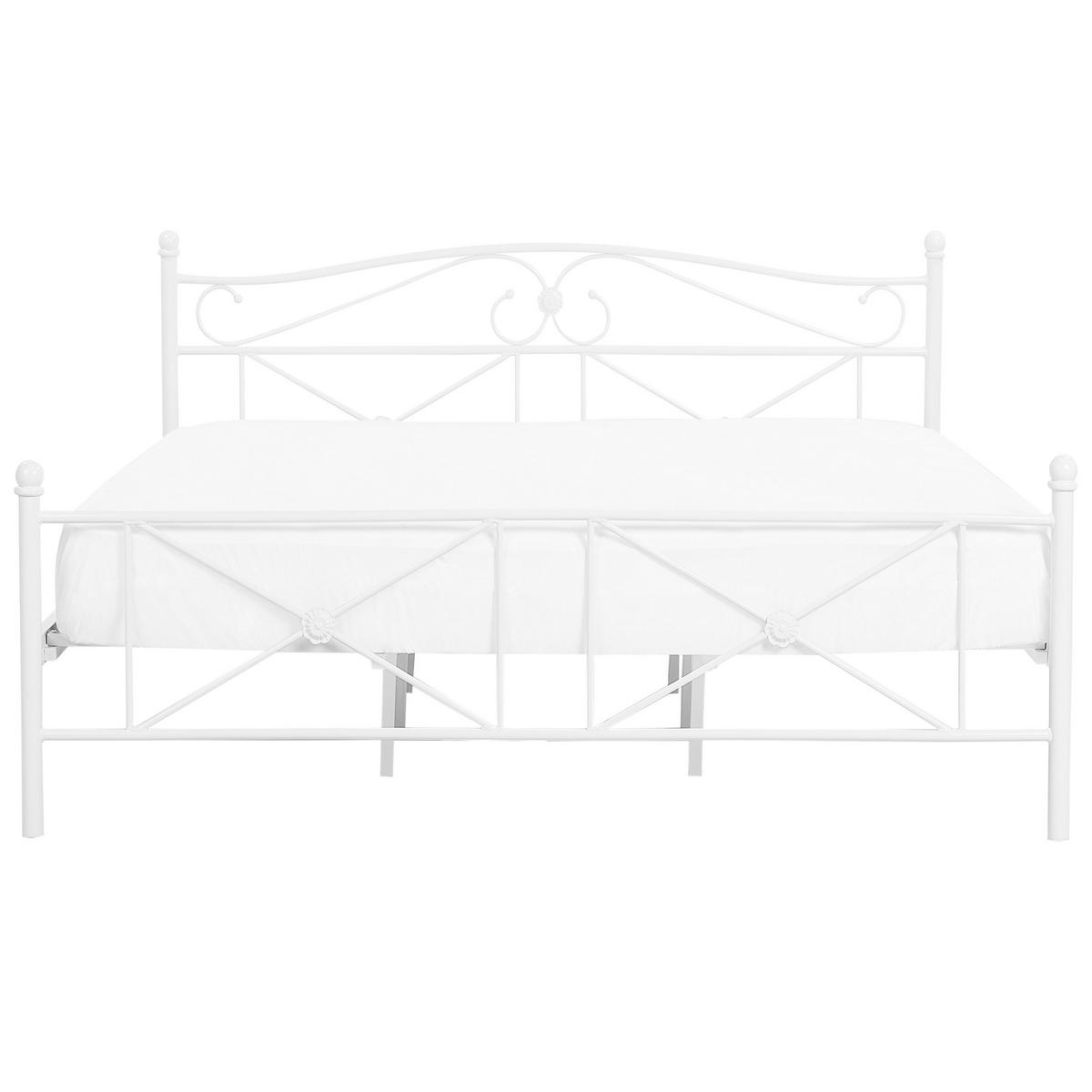 BETT mit Lattenrost 140x200 cm Weiß Rodez - Weiß, Metall (140/200cm) - Beliani