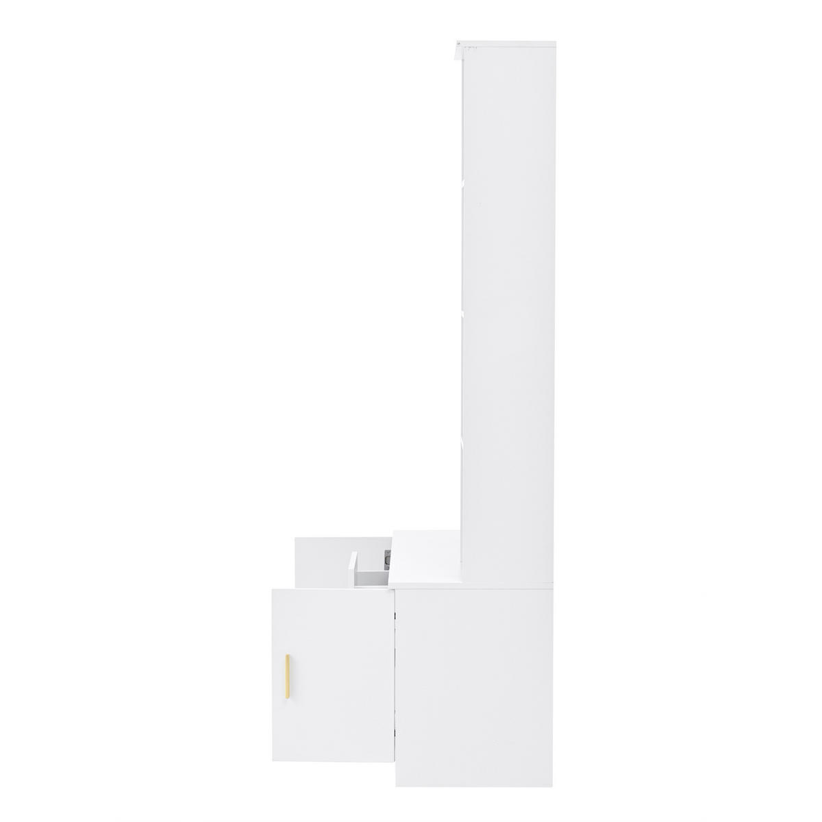 SCHUHSCHRANK aus MDF 90x40x180cm in Weiß mit Spiegel & Soft-Close - Weiß, Holzwerkstoff (90/180/40cm) - Modfu