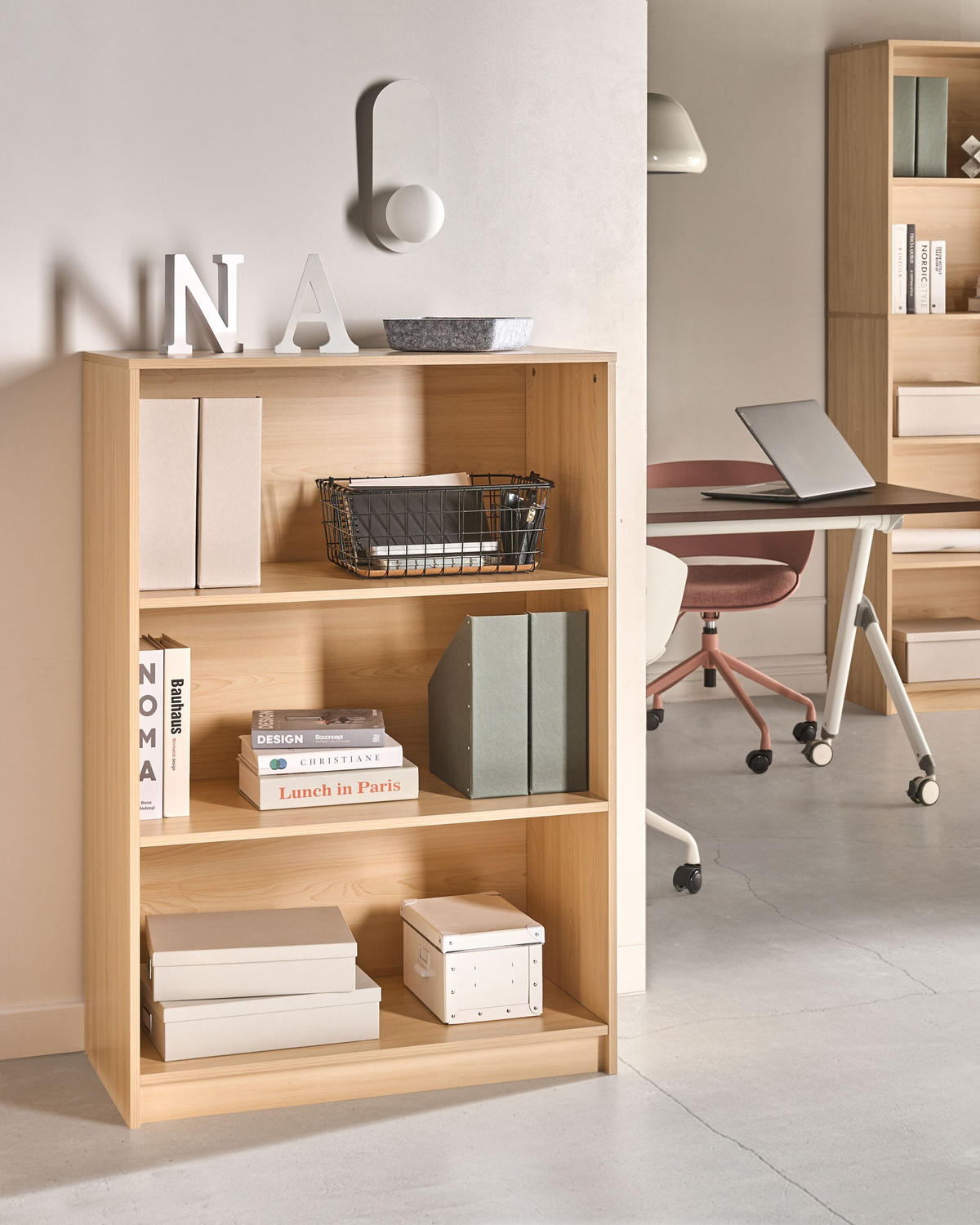 BÜCHERREGAL mit 3 Ebenen 117 cm Hellbraun Zehna - Hellbraun, Holzwerkstoff (80/117/40cm) - Beliani