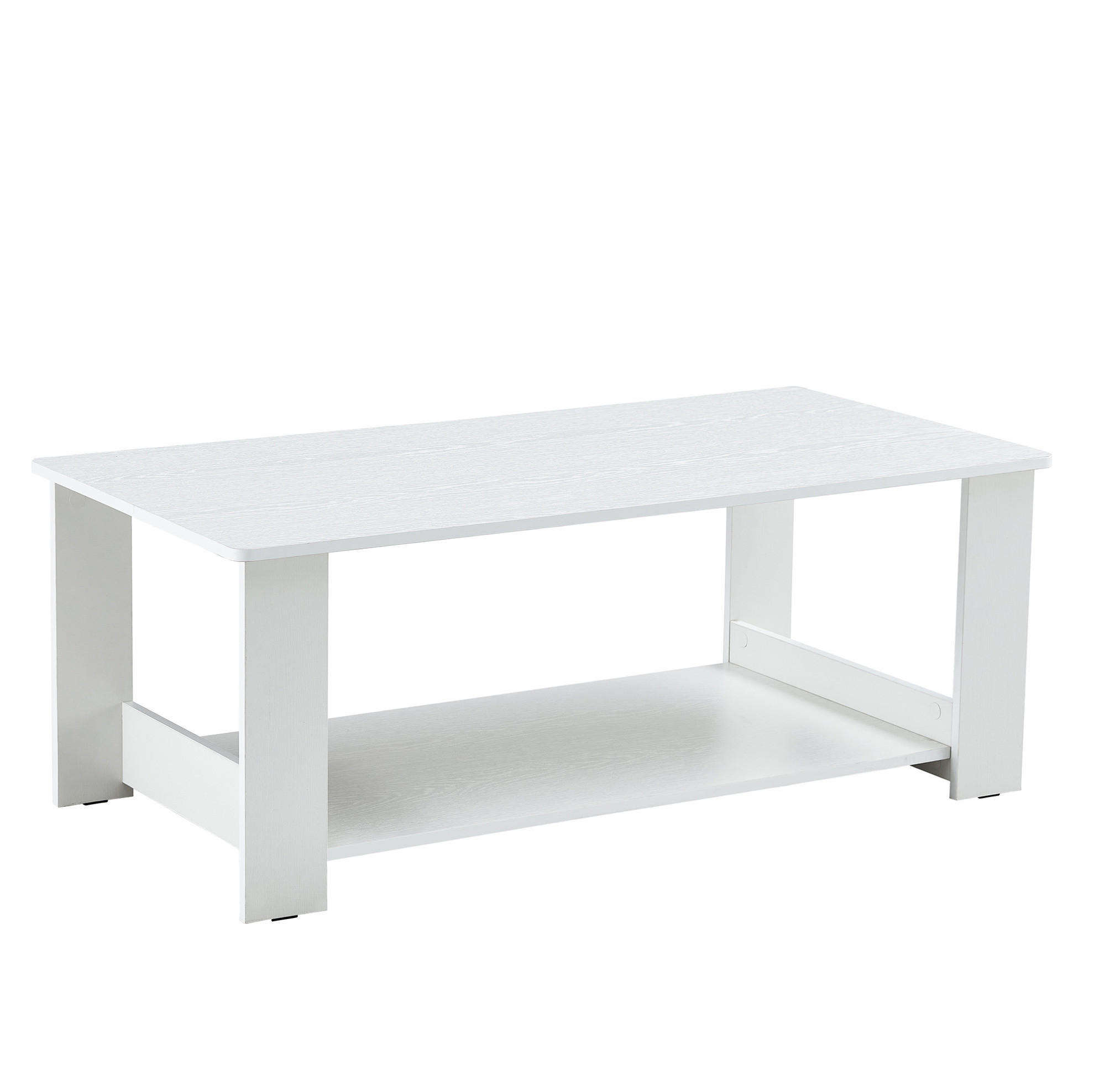KONFERENČNÍ stolek z MDF, 110/55/42 cm bílý s dekorem dřeva - bílá, kompozitní dřevo (110/55/42cm) - BEAOK