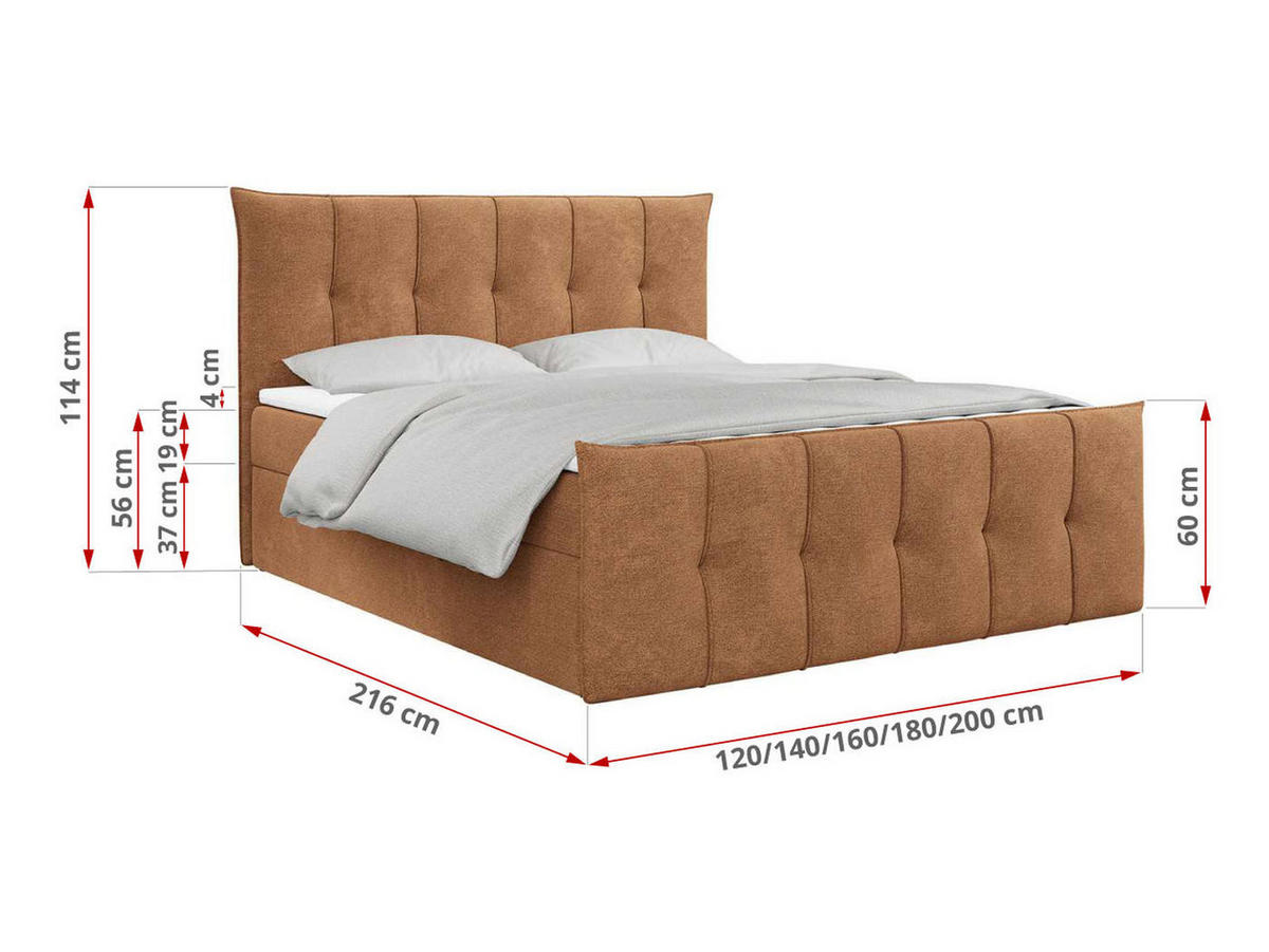 BOXBETT PREMIUM 11 180/200 Orange Struktur - H3 - Orange, Holz/Textil (180/200cm) - MKS