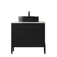 WASCHTISCHKOMBI 76/48/88 cm schwarz aus Keramik, MDF und Sinterstein mit Soft-Close-Türen - Schwarz, Holzwerkstoff (76/88/48cm) - OKWISH