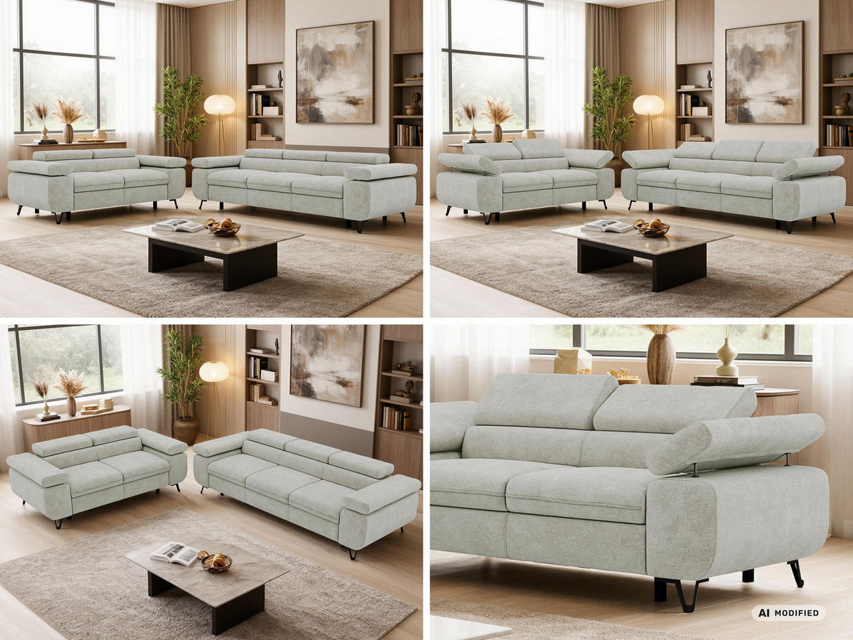 SEDACÍ SOUPRAVA PETER 2+3 - Světle šedá Strukturovaná látka - černá/světle šedá, kov/textil (262/76/99cm) - MKS