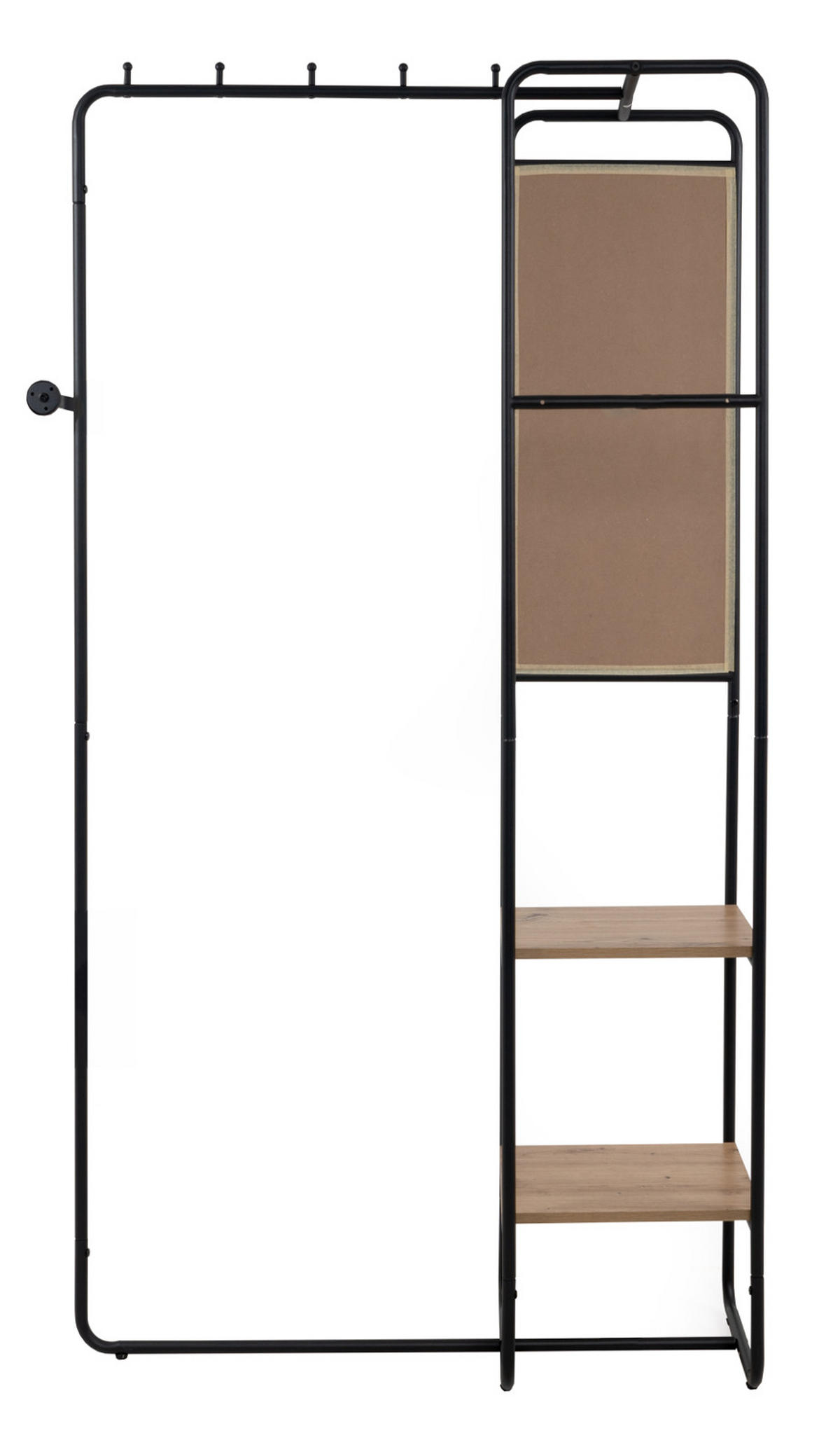 KOMPAKTGARDEROBE schwarz Metall 100 cm, Garderobe mit Spiegel - Schwarz, Holzwerkstoff/Metall (100/185/37cm) - Furn.Design