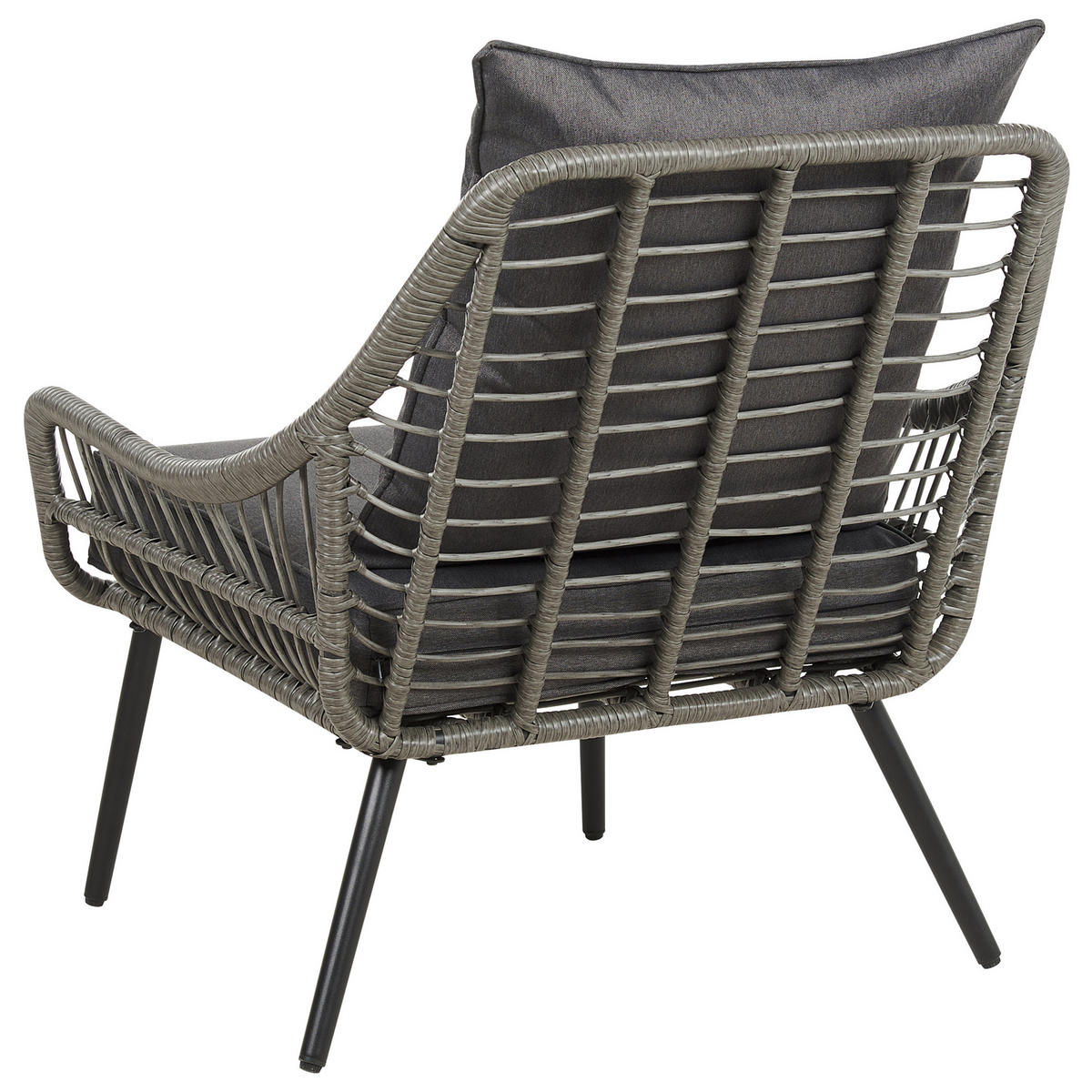 BALKONSET 2-Sitzer Rattan hellgrau Auflagen grau Laureto - Grau, Kunststoff/Textil - Beliani