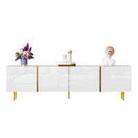 TV-SCHRANK aus MDF 170x35x46 cm Weiß Hochglanz mit 4 Türen und Soft-Close-Scharnieren - Weiß, Holzwerkstoff (170/46/35cm) - Modfu