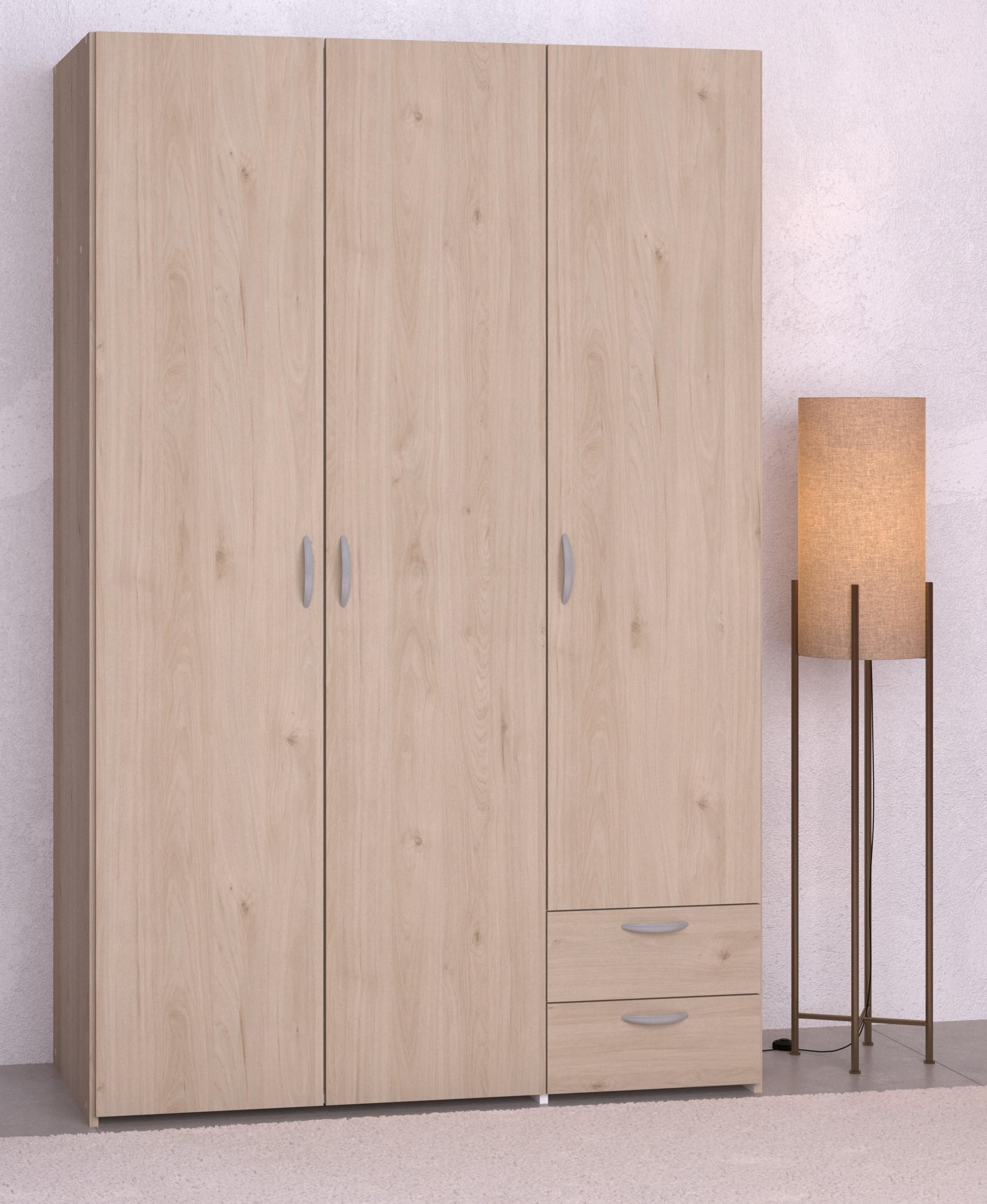 KLEIDERSCHRANK Daily 12 in Akazie 120 x 185 x 51 cm (BxHxT) – Kleiderschrank 3 türig ohne Spiegel - Braun, Holzwerkstoff (120/185/51cm)