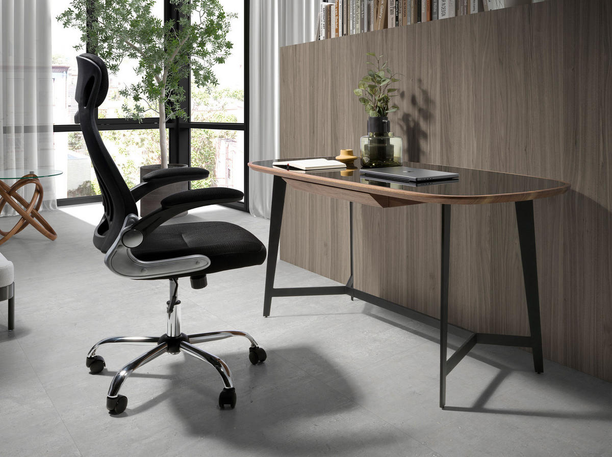SCHREIBTISCH Rechteckig Walnuss Schwarz 140/72/76 cm - Walnussfarben/Schwarz, Holz/Metall (72/140/76cm) - ANGEL CERDA