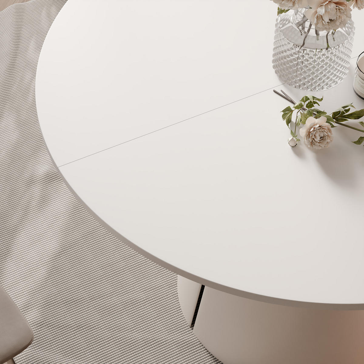 AUSZIEHTISCH BASE 120-196/76 cm, Kaschmir / Arktisweiß - Kaschmir/Weiß, Holzwerkstoff/Metall (120/120/76cm) - Idohome