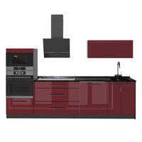 KÜCHENZEILE Fame-Line, Bordeaux Hochglanz/Anthrazit, 280 cm, AP Anthrazit - Bordeaux/Anthrazit, Holzwerkstoff (280/153.6/60cm) - Vicco