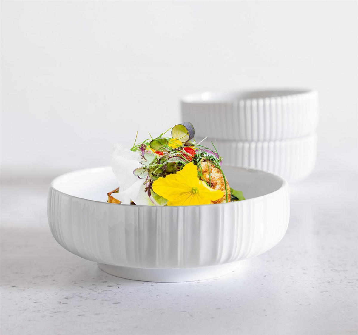 FOODBOWLS Sento Relief Barcode weiß ø 20 cm 6er Set - Weiß, Keramik (20.2cm) - Seltmann Weiden