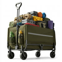 TRANSPORTVAGN Grön hopfällbar regnskydd 120 l - Mörkgrön, Textil/Metall (50/97/76cm) - Relaxdays