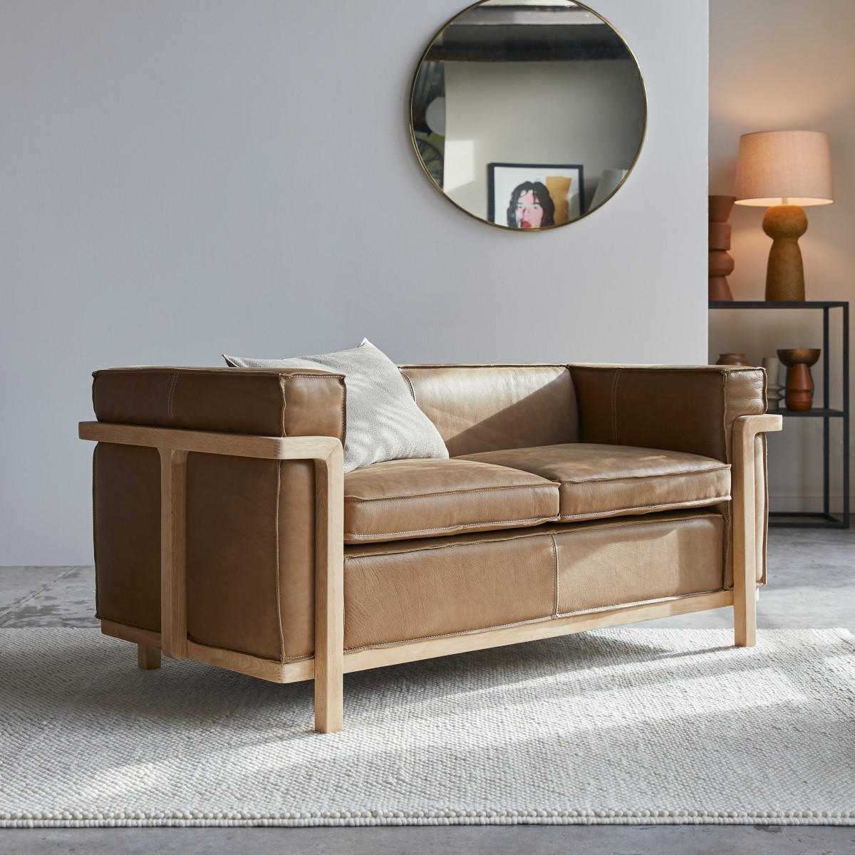 SOFA Cobbelwood Braun aus Leder - Braun, Leder (156/70/77cm) - Tikamoon