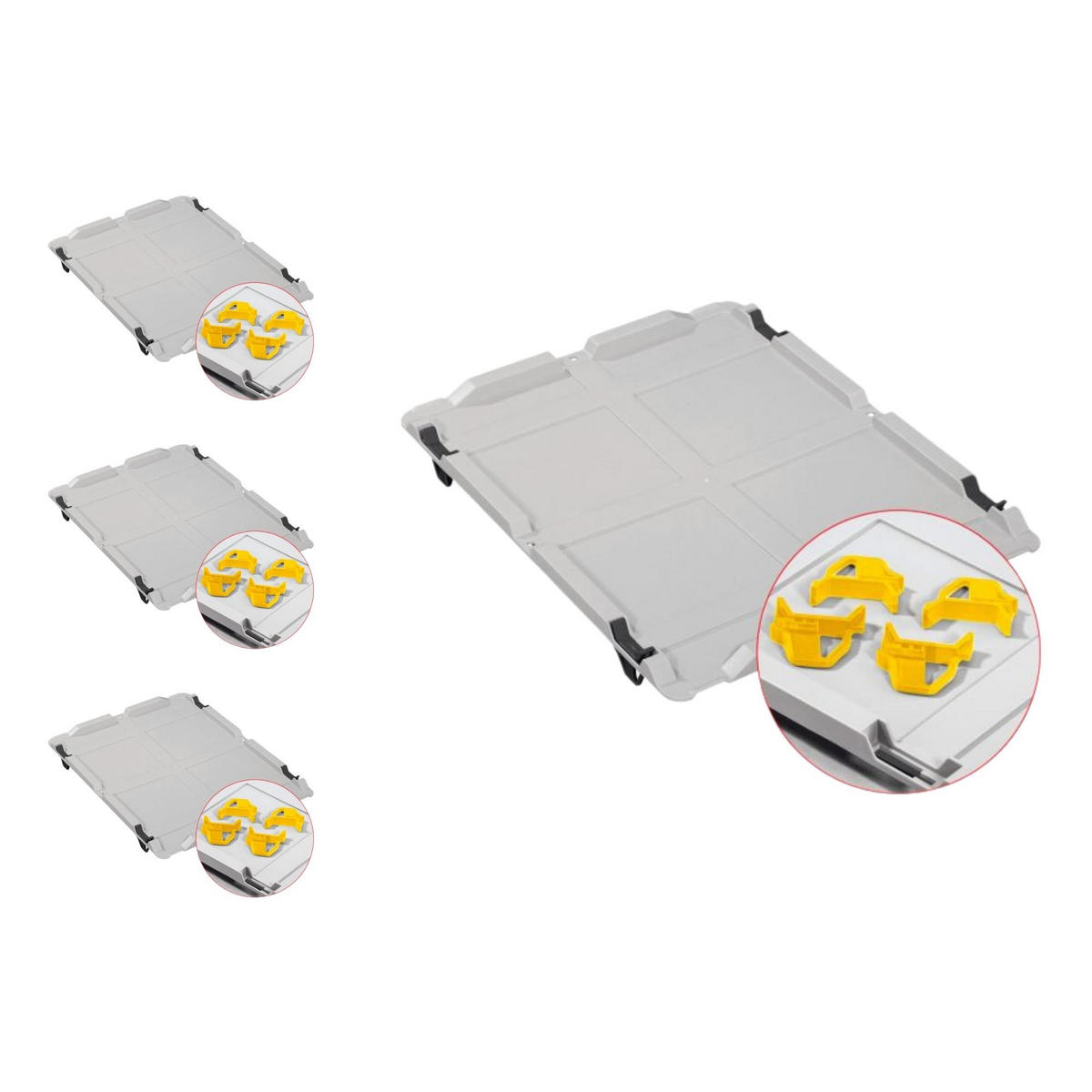 EUROBOX 4x Nextgen Economy Mit Auflagedeckel Grau/Gelb Griffe Geschlossen 44 Liter - Gelb, Kunststoff (40/22/60cm) - PROREGAL