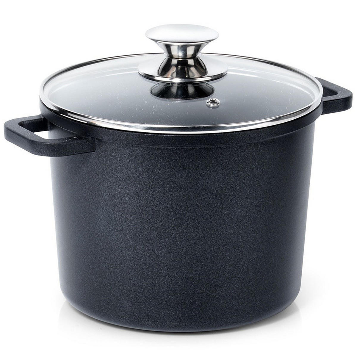 GRANITTOPF Grande hoch mit Glasdeckel schwarz - Schwarz, Metall (21cm) - Orion 