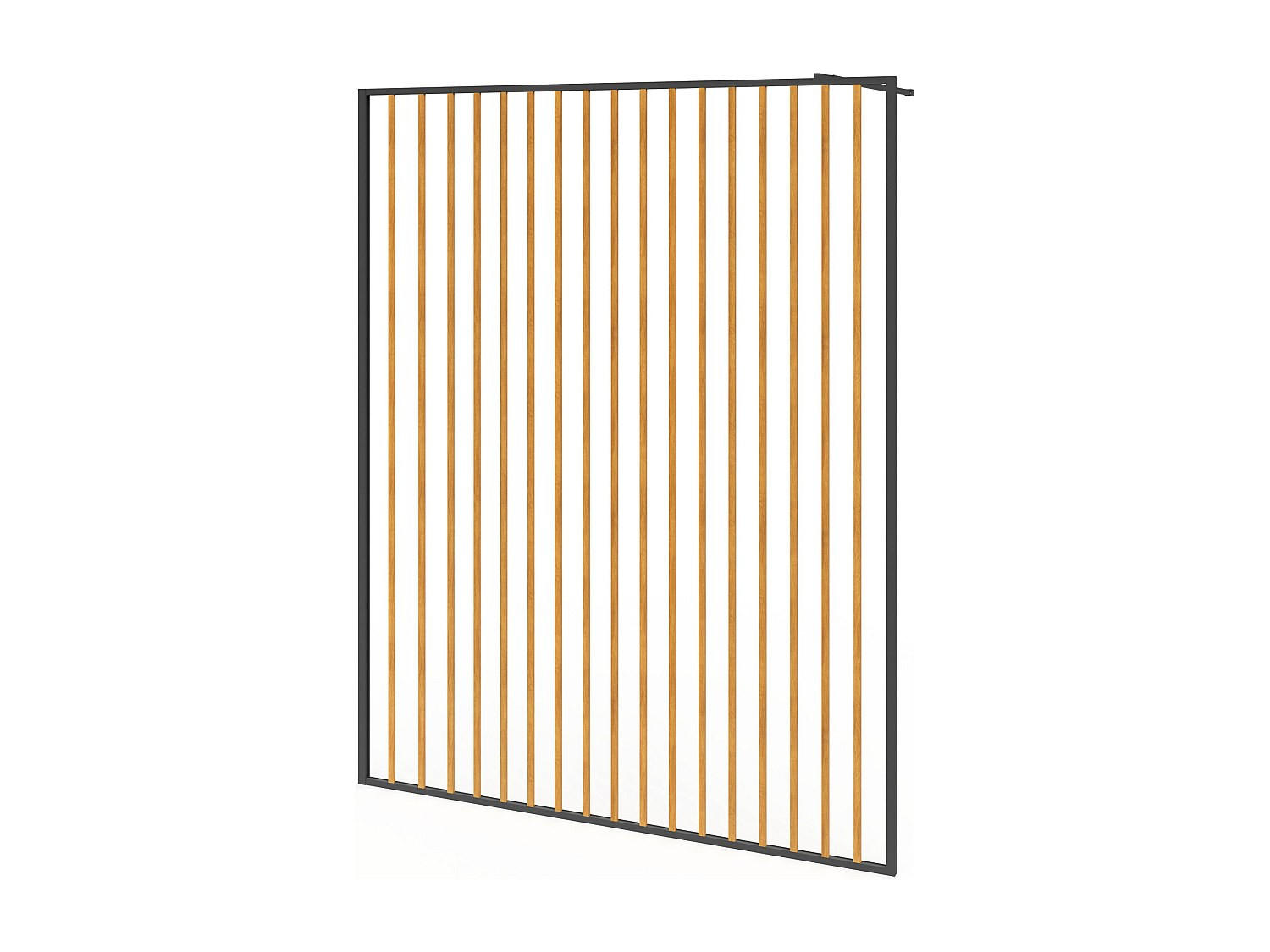 DUSCHWAND für begehbare Duschen - Aluminium - Holz-Optik & Schwarz matt - 140 x 200 cm - TOPEKA - Schwarz, Glas (140/200cm) - Vente-Unique