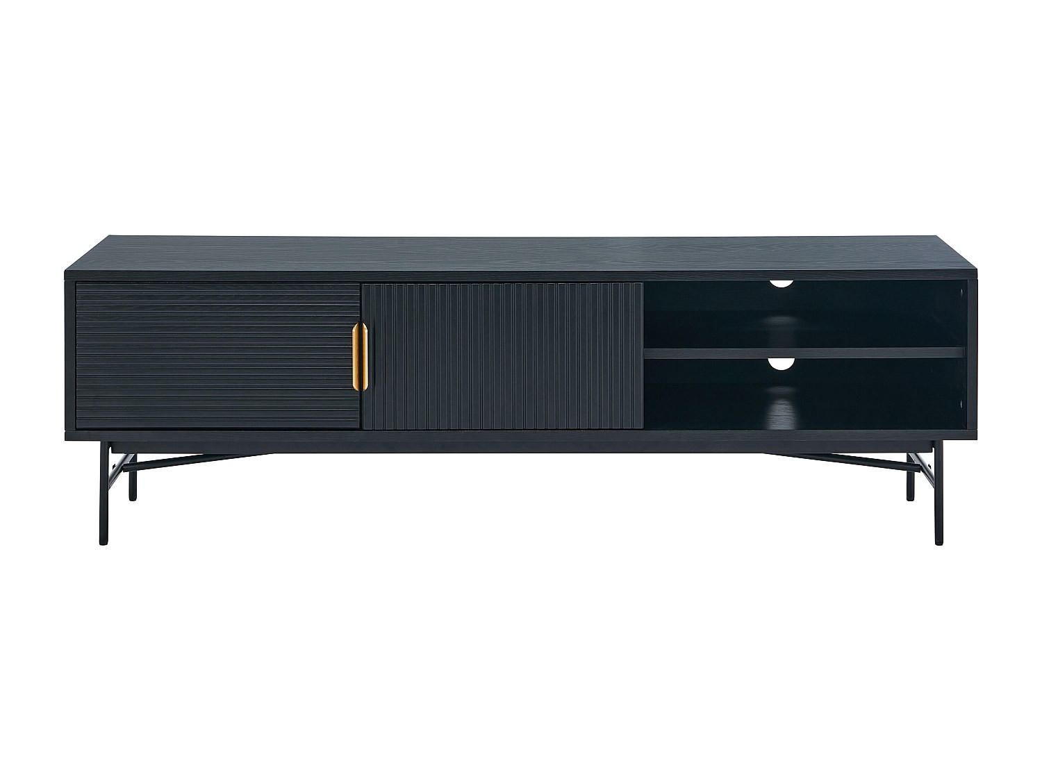 TV-BOARD - 160 cm x 40 cm - Metall, Holz, Platte - Schwarz, Goldfarben - SIRIOLA - Goldfarben/Schwarz, Holz/Metall (160/50/40cm) - Vente-Unique