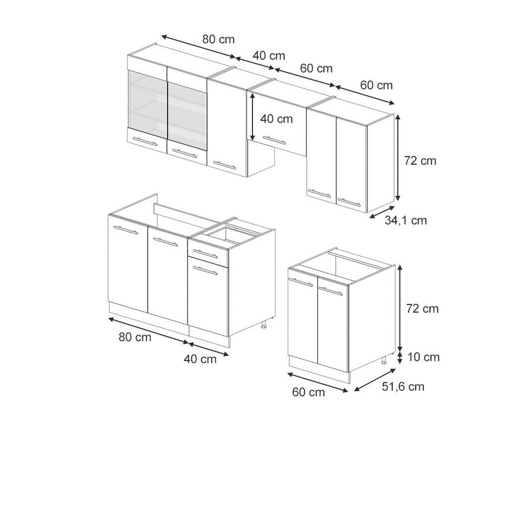 Thumbnail - Vicco Küchenzeile, Dunkelblau, Weiß, Holzwerkstoff, Küchenblock,Rechteckig, 240x81.6x60 cm, Küchen, Küchenzeilen & Küche...