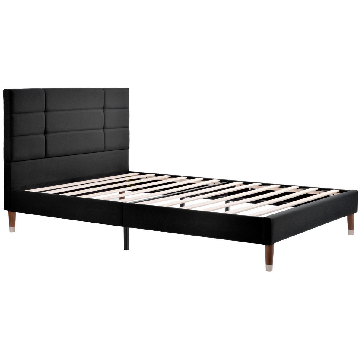 BETT mit Lattenrost 140x200 cm Leinen Schwarz - Schwarz, Holz (140/200cm) - Meubliv