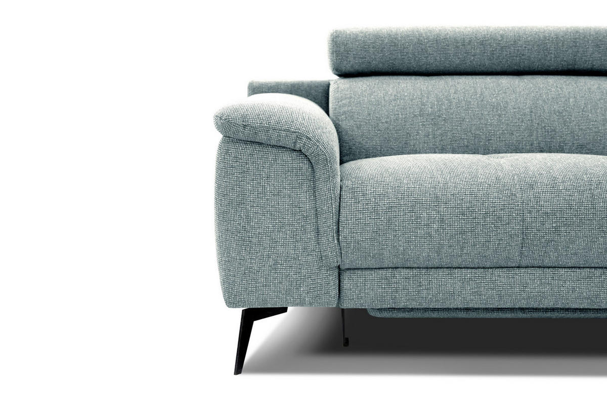 RELAXSOFA FIERO 3-Sitzer mit 1 Relaxfunktion, mintgrün - Schwarz/Mintgrün, Holzwerkstoff/Textil (212/82/103cm) - Courtois Laville