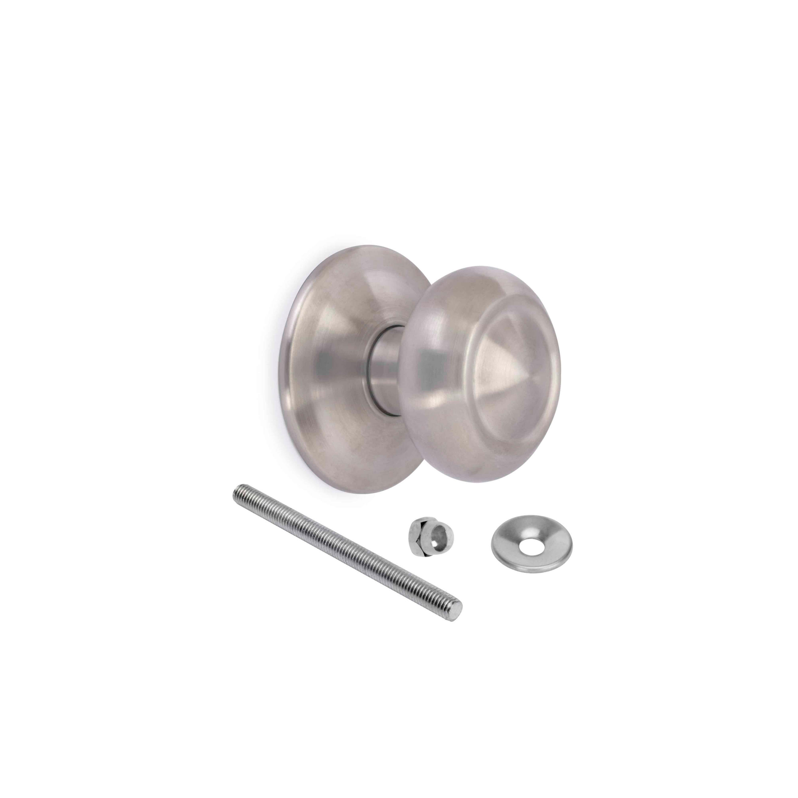 TÜRKNAUF für Haustür, Runder Bowler Fedora, D70mm, Türgriff für Haustür, Edelstahl, Nickel matt - Silberfarben, Metall (8.5/9/7.3cm) - EMUCA