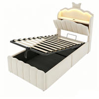 KINDERBETT 90/200 cm DE-32687 mit Hydraulik und LED Beige - Beige, Metall (90/200cm) - ComfortXL
