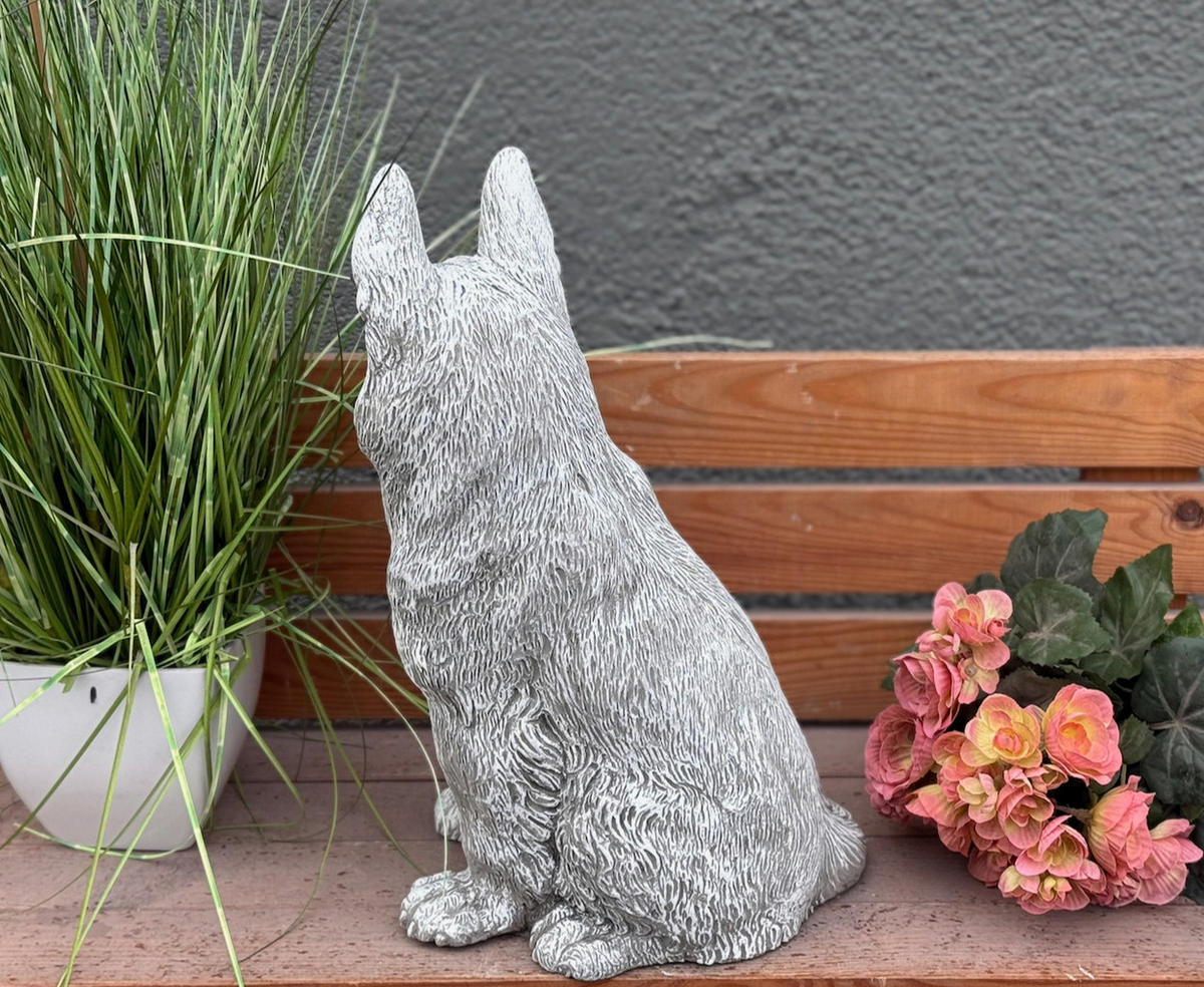 STEINFIGUR Schäferhund gross - Grau, Stein (20/39/17cm) - stoneandstyle
