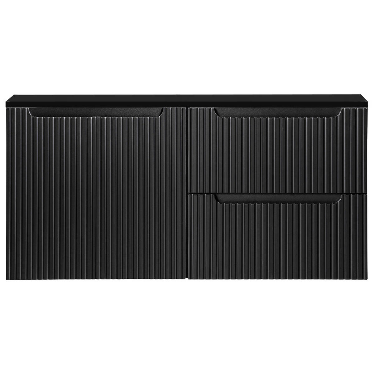 WASCHBECKENSCHRANK Newport-56 - Schwarz, Holzwerkstoff (120/60/40cm) - Lomado