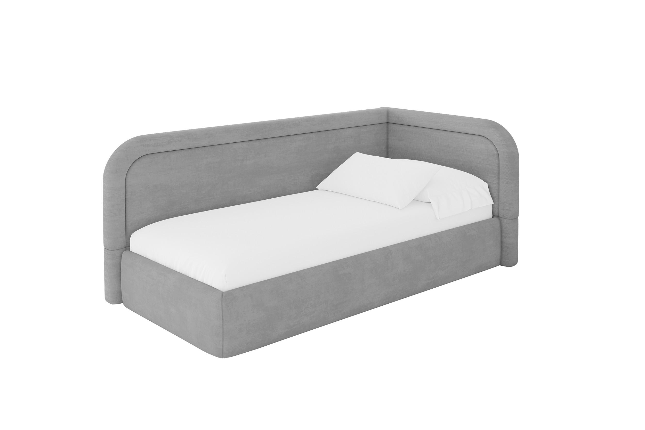 EINZELLBETT Jugendbett mit Bettkasten, Links - JOVY 80x200 Grau - Hellgrau, Holzwerkstoff/Textil (80/200cm) - ALTDECOR