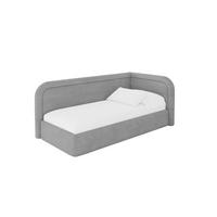 EINZELLBETT Jugendbett mit Bettkasten, Links - JOVY 80x200 Grau - Hellgrau, Holzwerkstoff/Textil (80/200cm) - ALTDECOR