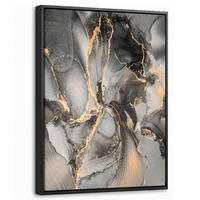 LEINWAND Bilder mit Rahmen - Grau - Luxus - Gold - Marmor - 30x40 - Dunkelgrau, Textil (30/40cm) - MuchoWow