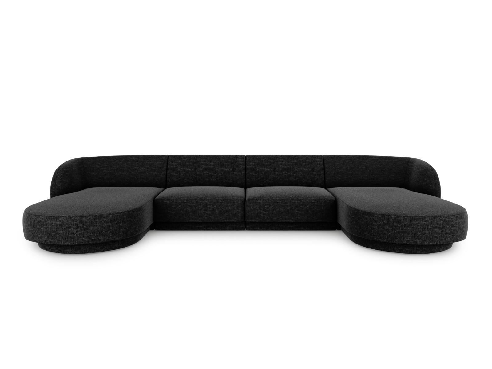 PANORAMASOFA Miley aus Chenille-Stoff schwarz 5 Sitzplätze - Schwarz, Textil (156/70/330cm) - Micadoni