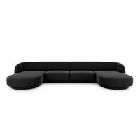 PANORAMASOFA Miley aus Chenille-Stoff schwarz 5 Sitzplätze - Schwarz, Textil (156/70/330cm) - Micadoni