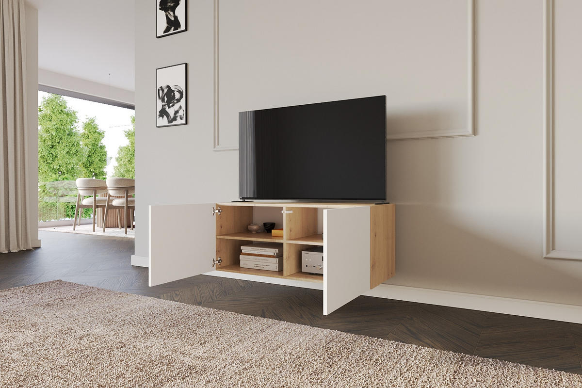 LOWBOARD ELIO-W 100x40x41 cm - Artisan / Weiß - Eiche Artisan, Holzwerkstoff (100/40/41cm) - ALTDECOR