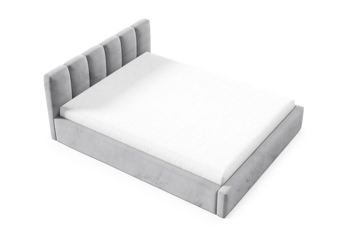 POLSTERBETT BERGO, 180x200 cm, Doppelbett mit Bettkasten, Velourstoff, Frabe: Grau - Grau, Holz/Textil (180/200cm)