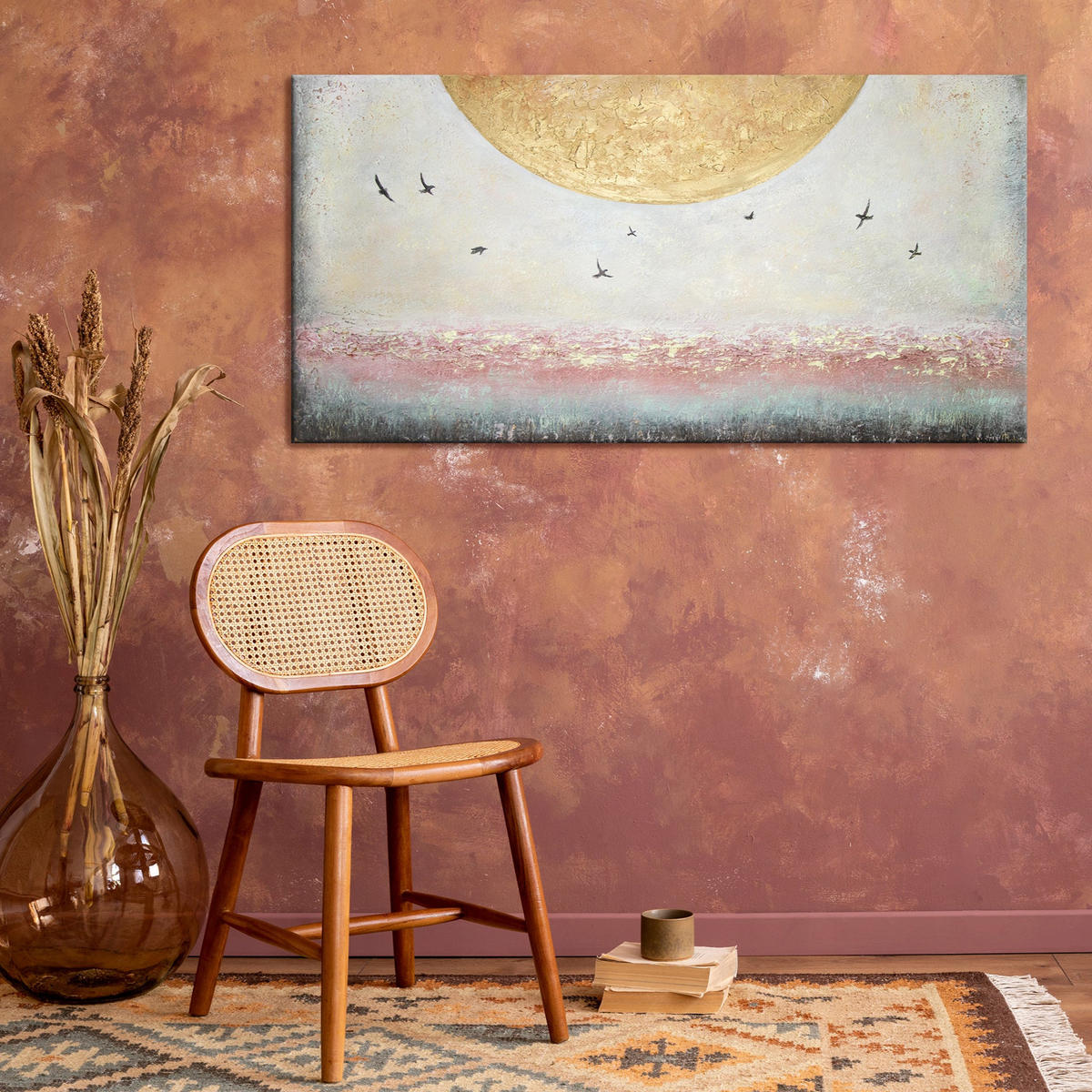 GEMÄLDE Sonnenenergie auf Keilrahmen 100x50 cm - Goldfarben, Holz (100/50cm) - YS-art gallery