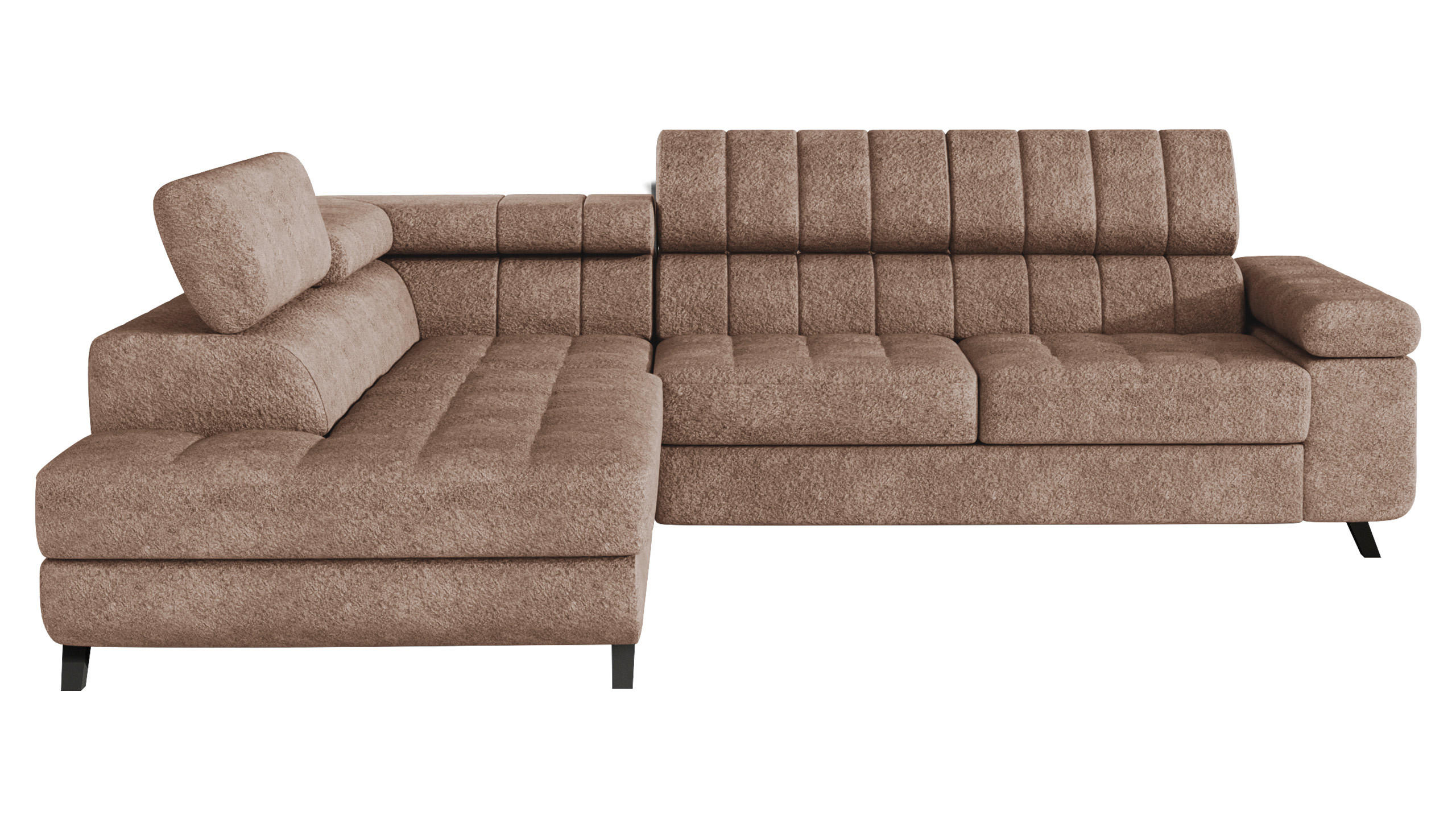 ECKSOFA Nord, Seite: Links - Hellbraun/Schwarz, Holz/Textil (264/203cm) - MIRJAN24