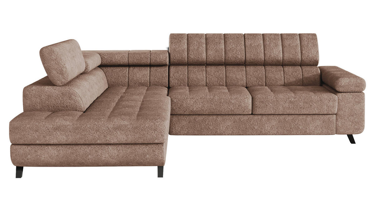 ECKSOFA Nord, Seite: Links - Hellbraun/Schwarz, Holz/Textil (264/203cm) - MIRJAN24
