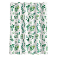 DUSCHVORHANG Aquarell Eukalyptuszweige und Blätter Muster 200/180 cm - Grün, Textil (200/180cm) - Bilderwelten